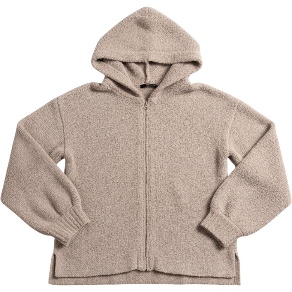 ATM Anthony Thomas Melilla Boucle Zip Up Hoodie Taupe Size Medium Cozy
